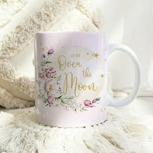 Floral Mond Rosa Babyparty Kaffeetasse