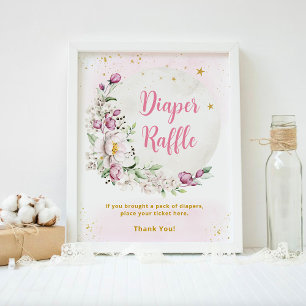 Floral Mond Rosa Windel-Raffle Poster