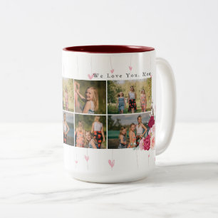 Floral Monogram Custom Foto Collage Mutterngeschen Zweifarbige Tasse