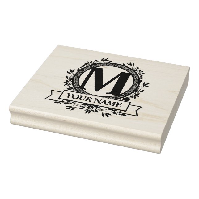 Floral Monogram Design Gummistempel (Stempel)