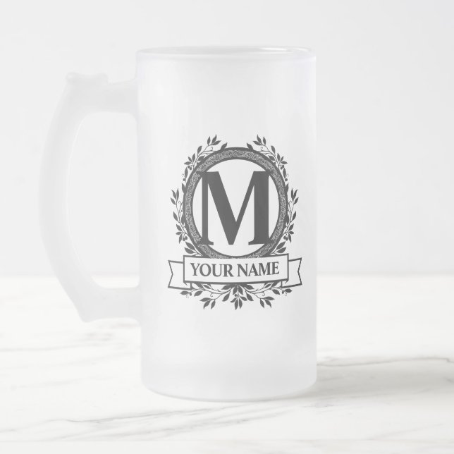 Floral Monogram Design Mattglas Bierglas (Links)