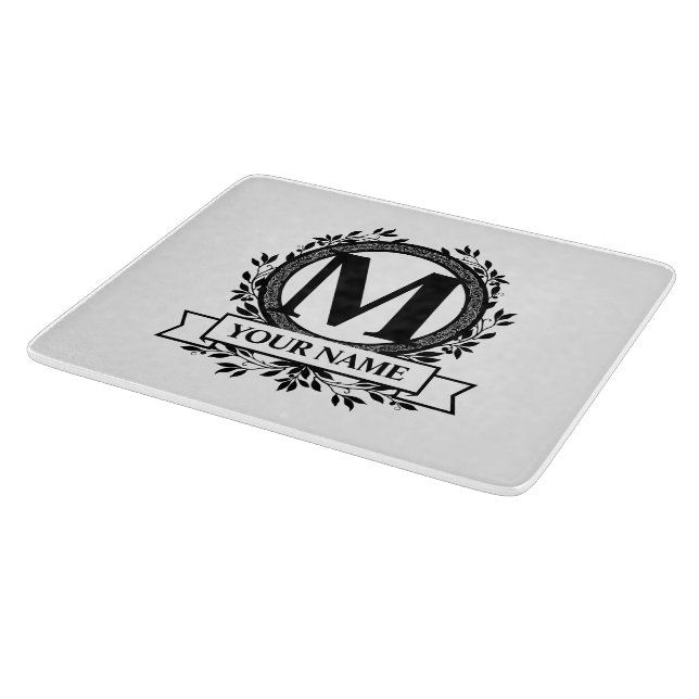 Floral Monogram Design Schneidebrett (Ecke)