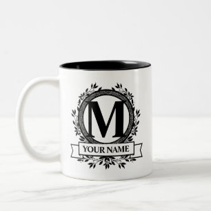 Floral Monogram Design Zweifarbige Tasse