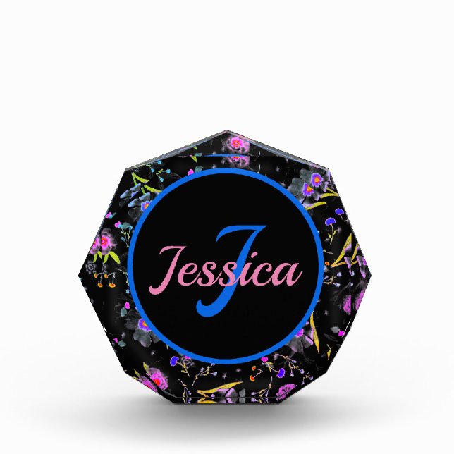 Floral Monogram Elegant Fotoblock (Vorderseite)