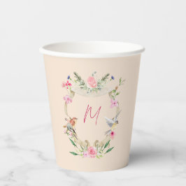 Floral Monogram Gender Neutral Baby Shower Pappbecher
