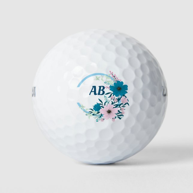 Floral Monogram Golf Balls Golfball (Vorderseite)