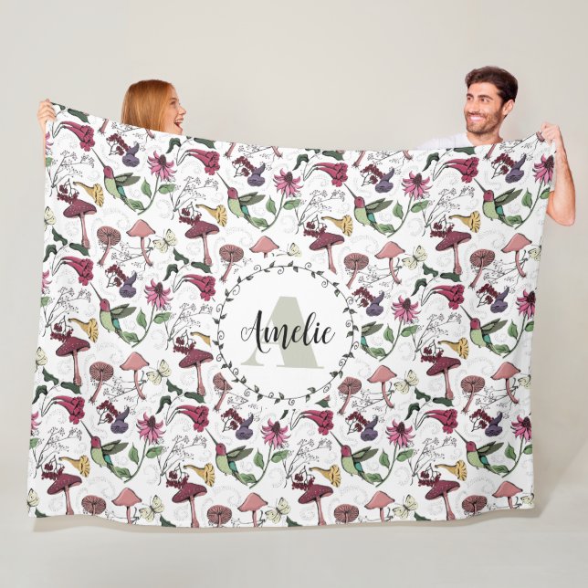 Floral Monogram Hummingbird Garden & Blume Fleecedecke (Beispiel)