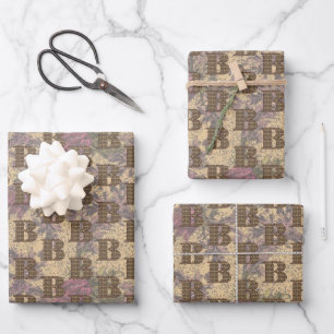 Floral Monogram Initial B Your Name Elegant Geschenkpapier Set