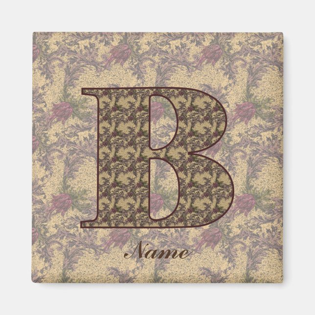 Floral Monogram Initial B Your Name Elegant Magnet (Vorne)