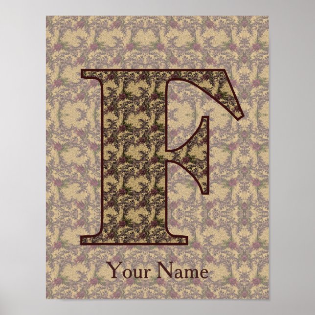 Floral Monogram Initial F Personalized Poster (Vorne)