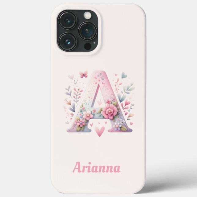 Floral Monogram iPhone 13 Pro Max Fall Case-Mate iPhone Hülle (Rückseite)