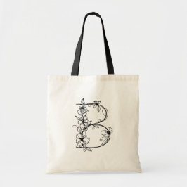 Floral Monogram Letter B Wiederverwendbare Leinwan Tragetasche