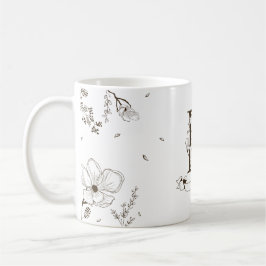 Floral Monogram Letter D für Danielle Kaffeetasse