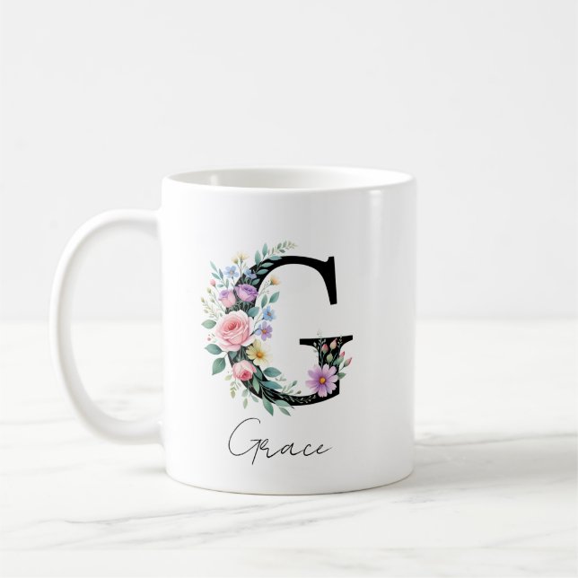  Floral Monogram – Letter G Kaffeetasse (Links)
