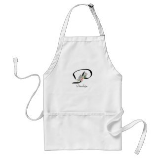 Floral Monogram letter P Retirement Apron Schürze