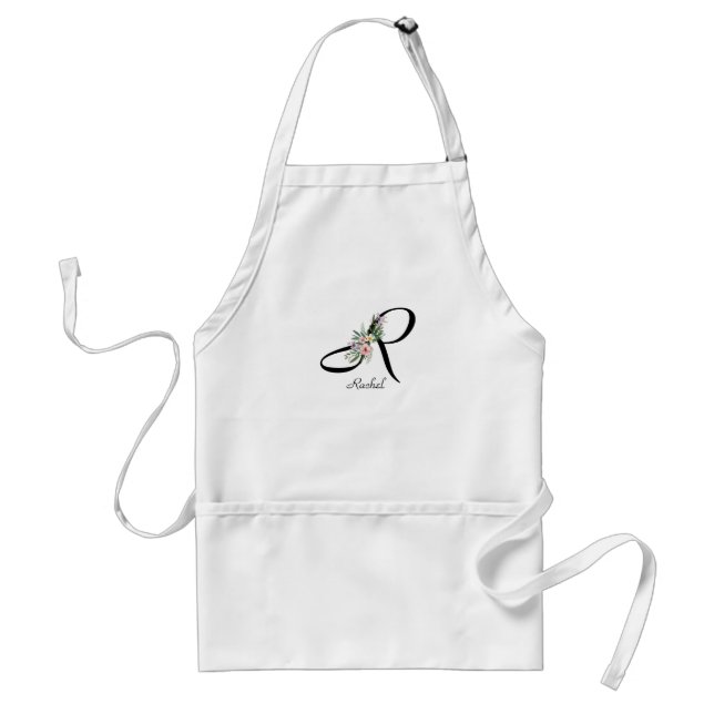 Floral Monogram letter R Retirement Apron Schürze (Vorne)