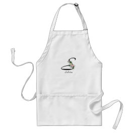 Floral Monogram letter S Retirement Apron Schürze