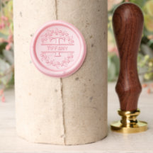 Floral Monogram Letter T Solid Brass Wax Stamper