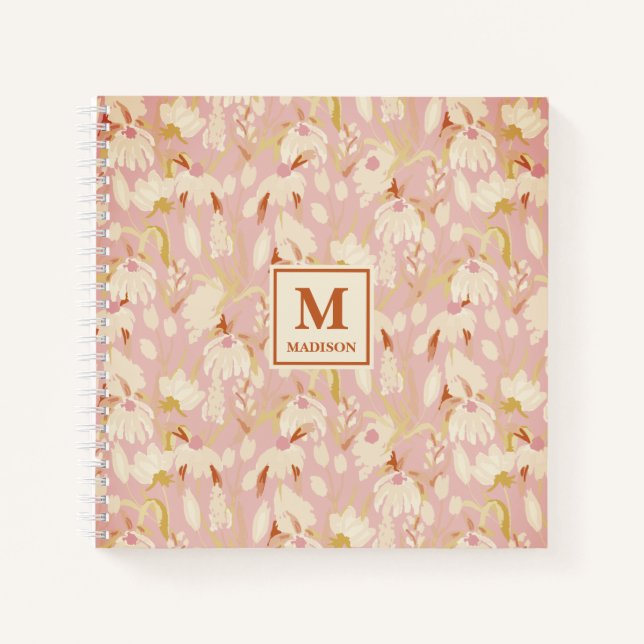 Floral Monogram Notebook Journal Notizbuch (Vorderseite)
