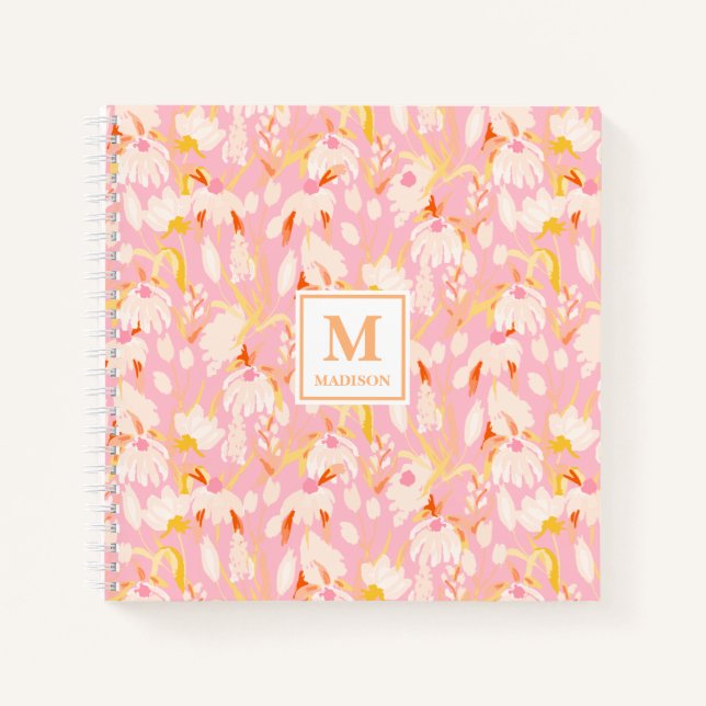 Floral Monogram Notebook Journal Notizbuch (Vorderseite)