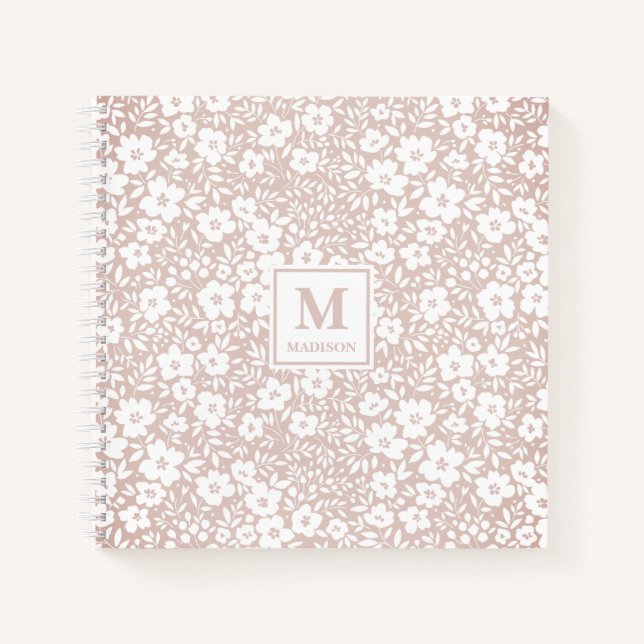 Floral Monogram Notebook Journal Notizbuch (Vorderseite)