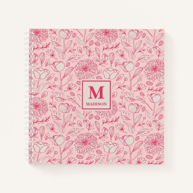 Floral Monogram Notebook Journal Notizbuch (Vorderseite)