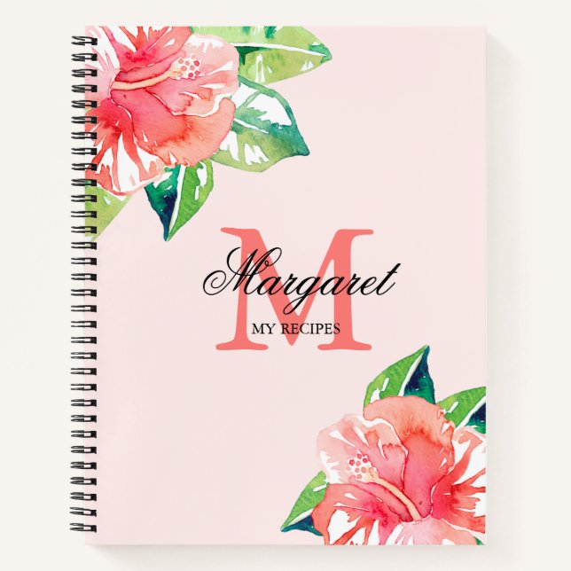 Floral Monogram Personal Cooking Rezepte Notebook Notizbuch (Vorderseite)