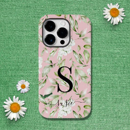 Floral Monogram Script Name Case-Mate iPhone 14 Pro Hülle