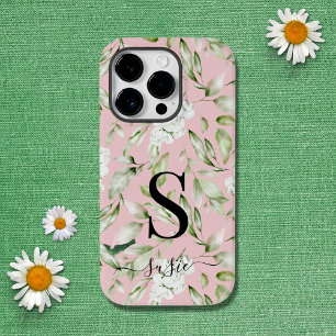 Floral Monogram Script Name protective Case-Mate iPhone 14 Pro Hülle