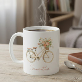 Floral Monogram Vintage Bike Kaffeetasse