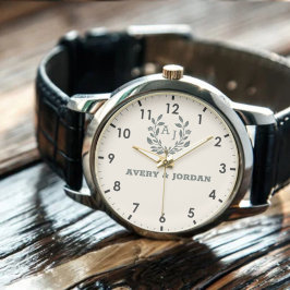 Floral Monogram Wedding Gift for Newlyweds Armbanduhr