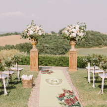 Floral Monogram Wedle Aisle Runner Rug