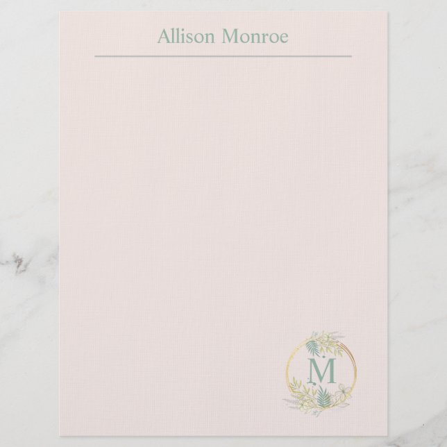 Floral Monogramm Briefbogen (Vorderseite)
