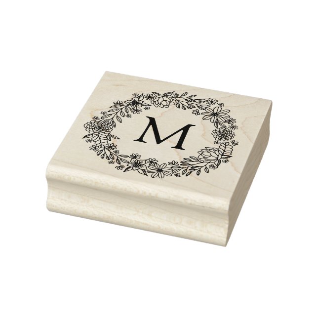Floral Monogramm-Briefmarke Gummistempel (Stempel)