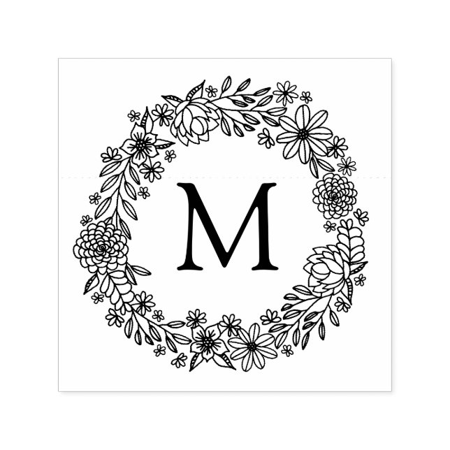 Floral Monogramm-Briefmarke Permastempel (Design)