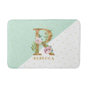 Floral Monogramm Buchstabe R für REBECCA Badematte