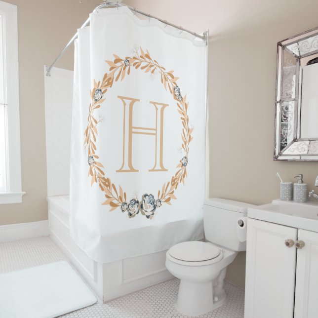 Floral Monogramm Duschvorhang (Beispiel)