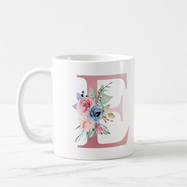Floral Monogramm E Tasse (Links)