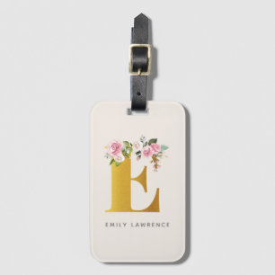 Floral Monogramm Elegant Personalisiert Gepäckanhänger