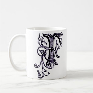 Floral Monogramm "F" - Tasse