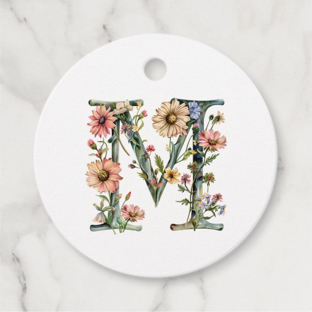 Floral Monogramm Geschenkanhänger (Vorderseite)