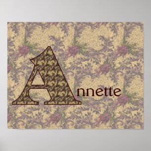 Floral Monogramm Ihr Name Initial A Elegant Poster