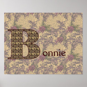 Floral Monogramm Ihr Name Initial B Elegant Poster