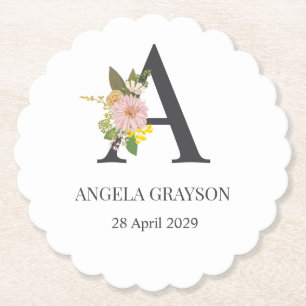 Floral Monogramm Letter A Individuelle Name und Da Untersetzer