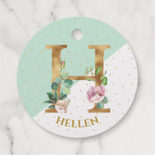 Floral monogramm letter H für Hellen Geschenkanhänger