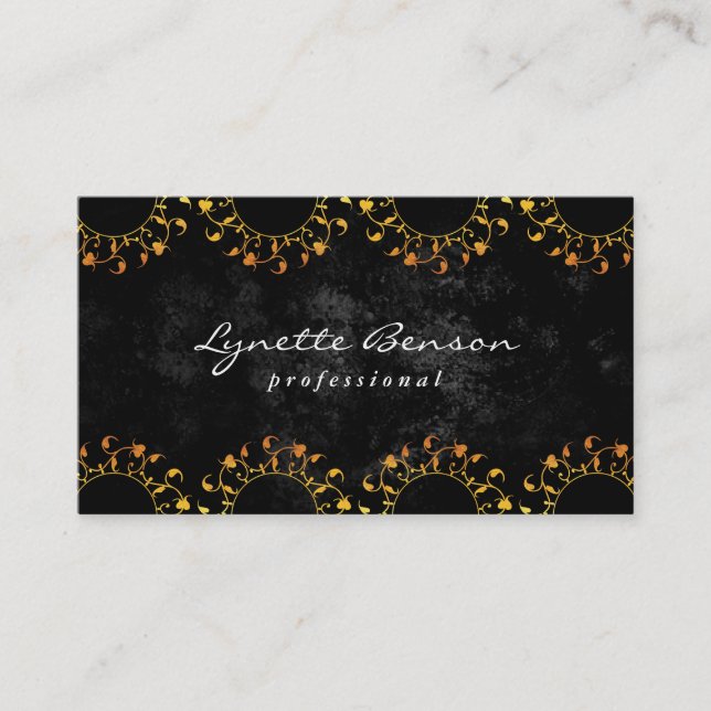 Floral Monogramm | Lux Muster (Gold) Visitenkarte (Vorderseite)