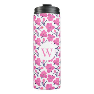 Floral Monogramm mit anfänglichem - Personalisiert Thermosbecher