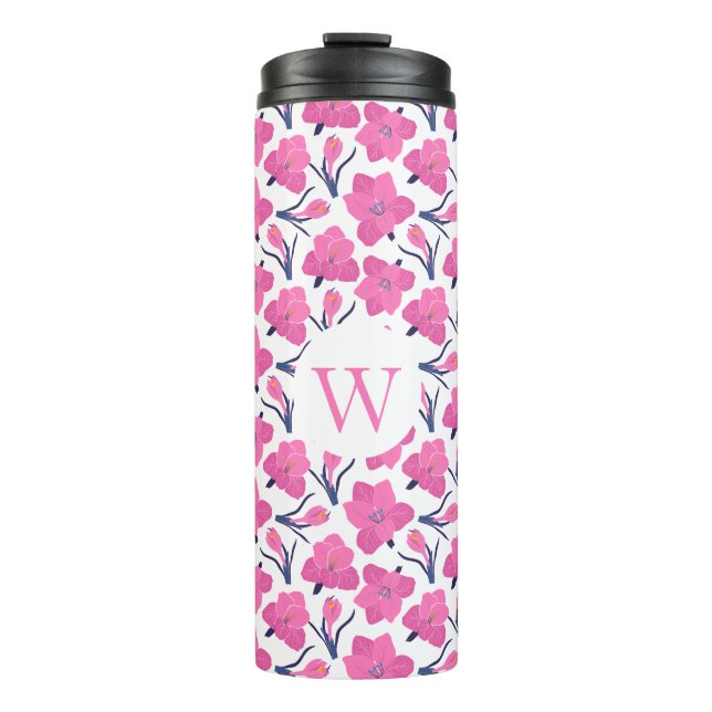 Floral Monogramm mit anfänglichem - Personalisiert Thermosbecher (Vorderseite)