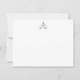 Floral Monogramm mit Green Gingham Note Card Mitteilungskarte
