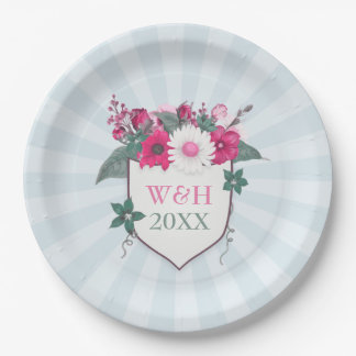 Floral-Monogramm Pappteller